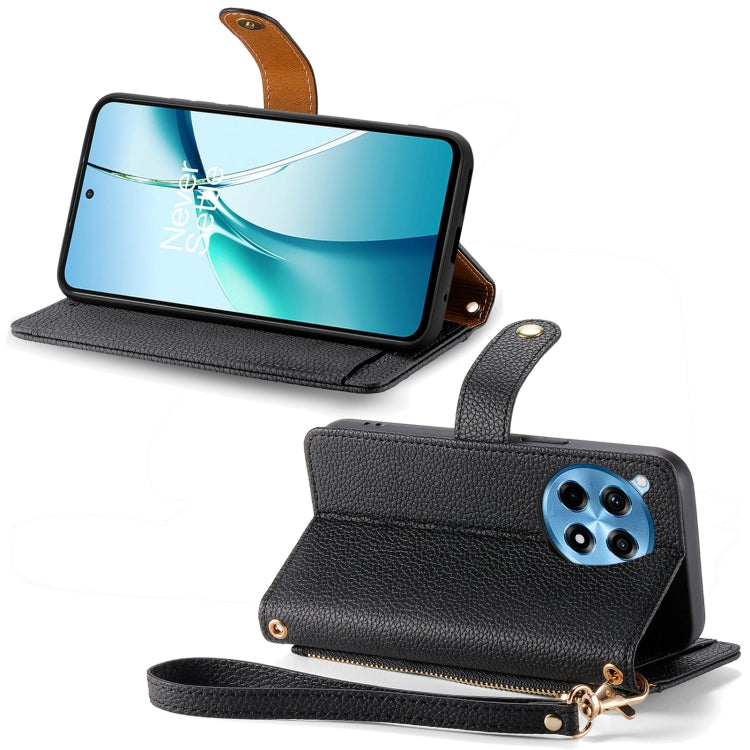 Funda de Cuero con Cordón y Cremallera Love para OnePlus Ace 3 Pro (Negra)