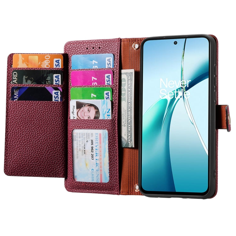 Funda de Cuero con Cordón y Cremallera Love para OnePlus Ace 3 Pro (Roja)