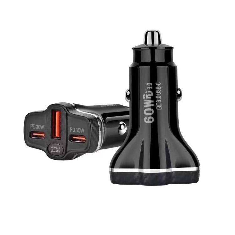Cargador De Coche Multipuerto Usb Qc3.0 De 78 W Pd30W X 2 + (Negro)