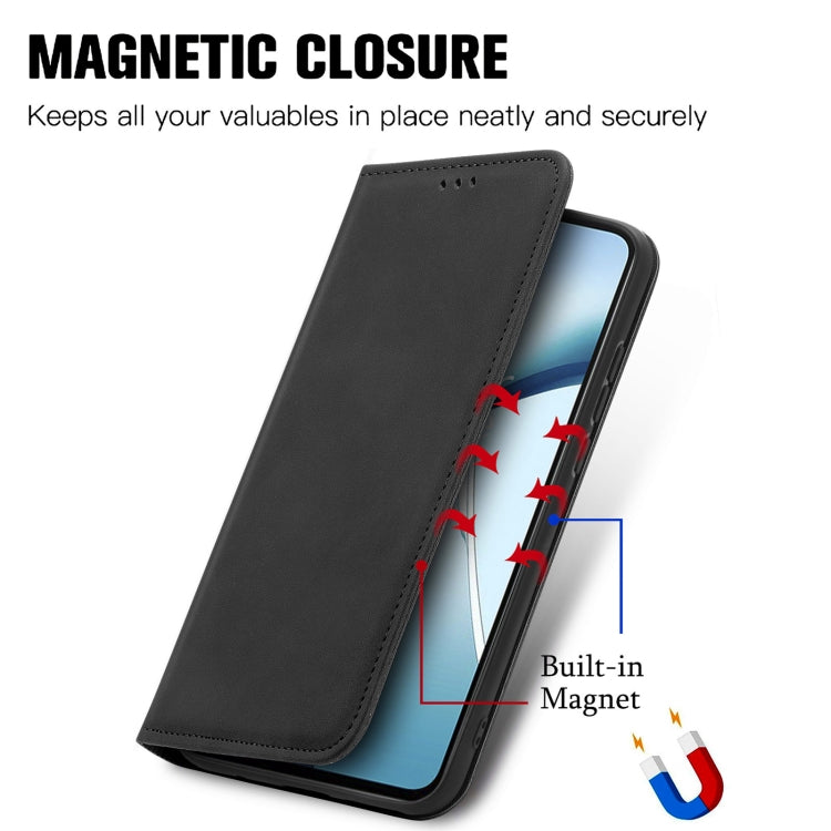 Funda de Cuero con Tapa Magnética para OnePlus Ace 3 Pro (Negra)