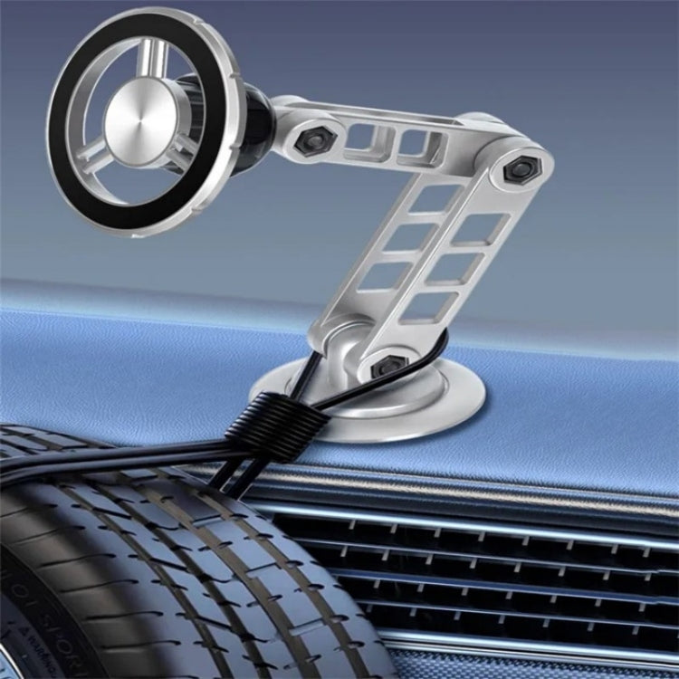 Soporte para Teléfono Móvil con Brazo Robótico Ajustable G198, Soporte Magnético para Parabrisas de Salpicadero de Coche (Plateado)