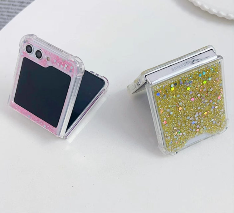 Funda de TPU epoxi con lentejuelas brillantes para Samsung Galaxy Z Flip7 (colorida)