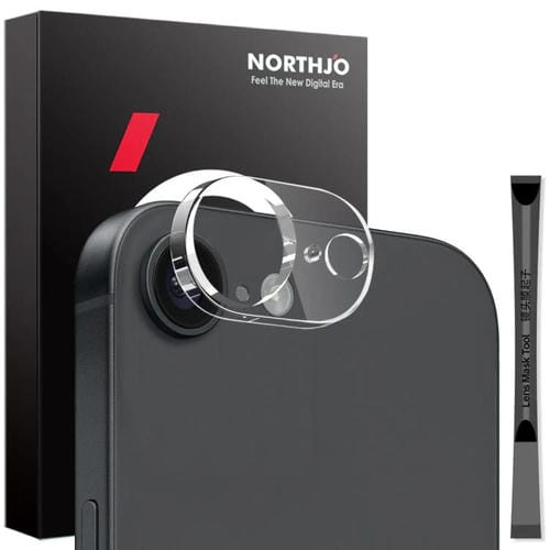 Protector de Lente de Cámara Northjo iPhone 16E Película de Vidrio Templado 3D HD (Transparente)
