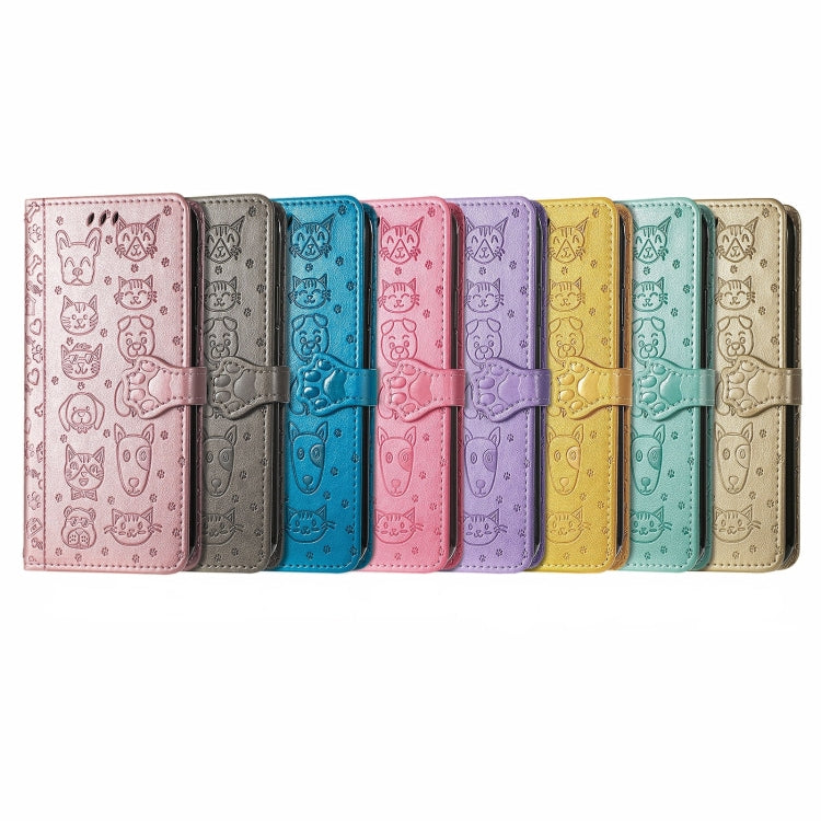 Funda de Piel For Nothing 2A Plus con Relieve de Gato y Perro (Gris)