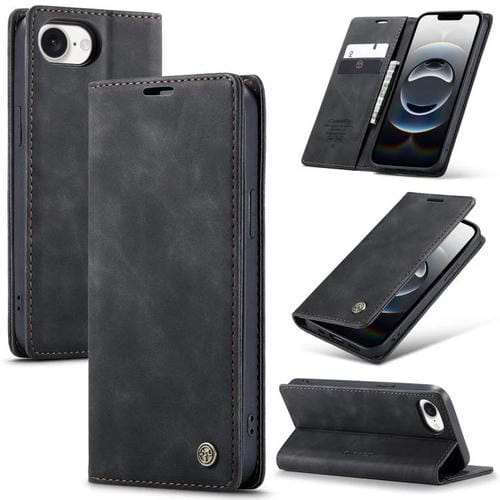 Funda de Cuero con Tapa Horizontal Multifuncional Caseme 013 para iPhone 16E (Negra)