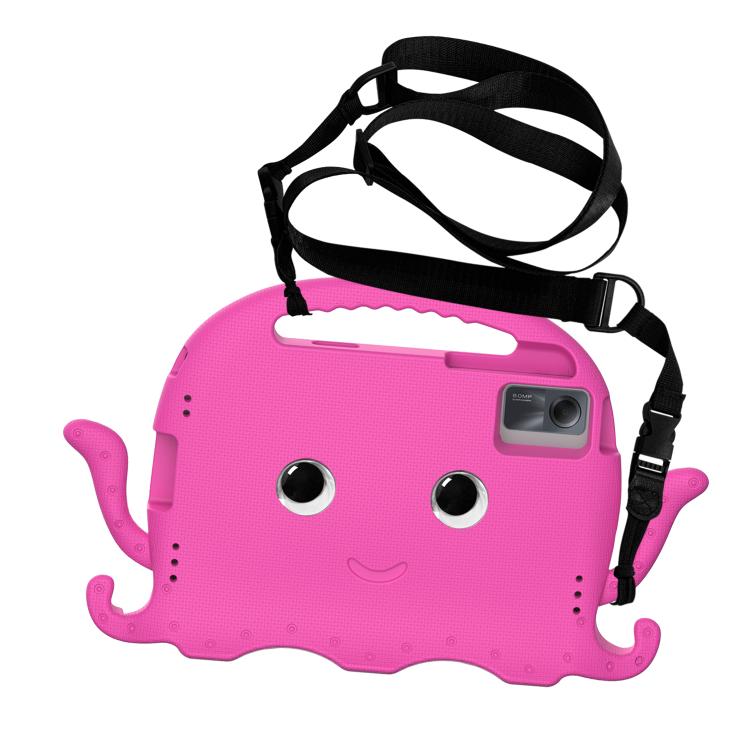 Funda híbrida de EVA para Xiaomi Redmi Pad 2/SE 11 2025, estilo pulpo, a prueba de golpes, con correa (rosa y rojo)