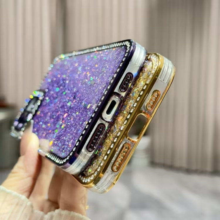 Funda de TPU con lentejuelas brillantes y diamantes para iPhone 16e (negra)