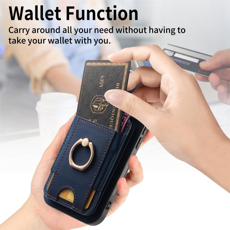 Funda de Cuero para iPhone 16E con Soporte Magnético Divisible y Estilo Retro (Azul)