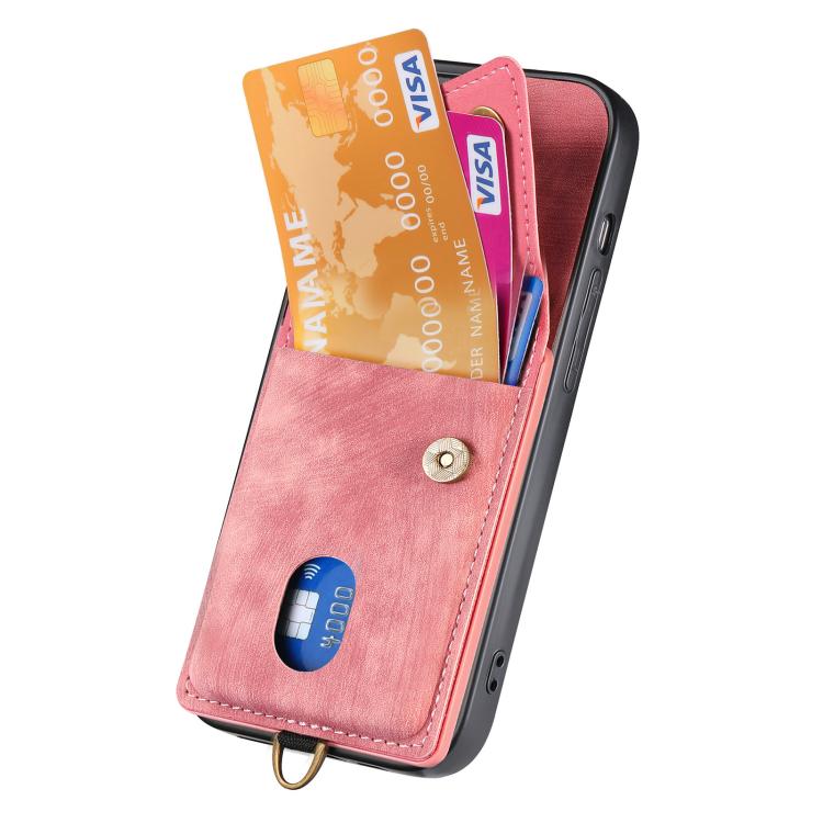 Funda Plegable Tipo Billetera Cuero para iPhone 16E (Rosa)