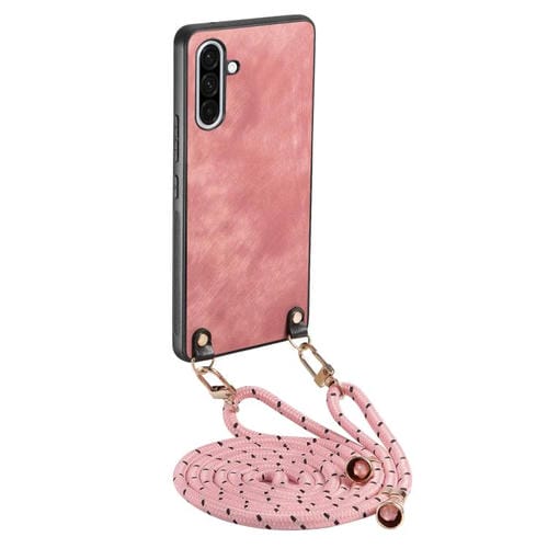 Funda de Cuero Vintage para Samsung Galaxy A36 con Correa Cruzada (Rosa)
