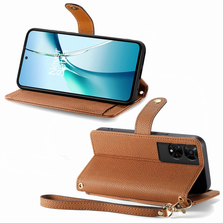 Funda de Cuero con Cordón y Cremallera Love para TCL 50 5G (Marrón)