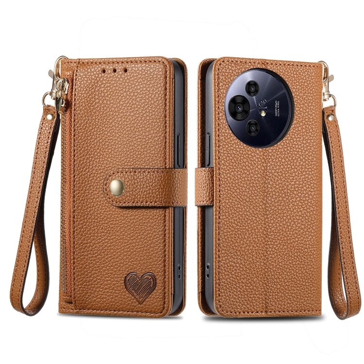 Funda de Cuero con Cordón y Cremallera Nxtpaper Love para TCL 50 Pro (Marrón)