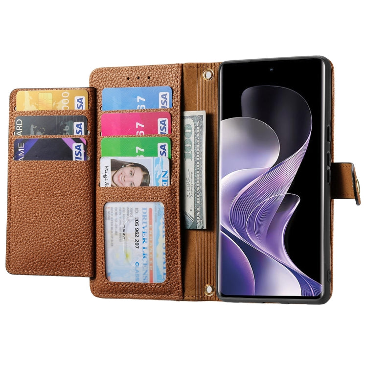 Funda de Cuero con Cordón y Cremallera Nxtpaper Love para TCL 50 Pro (Marrón)
