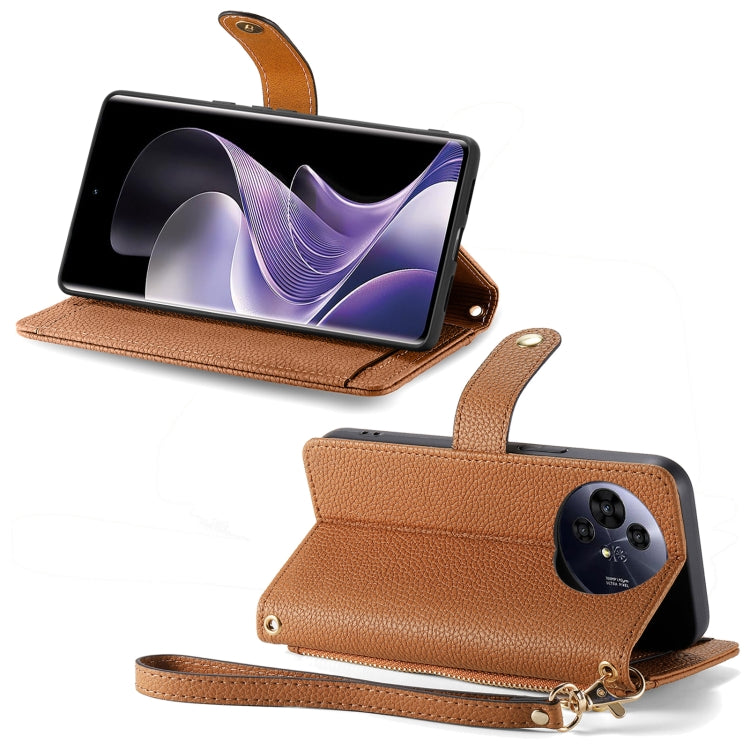 Funda de Cuero con Cordón y Cremallera Nxtpaper Love para TCL 50 Pro (Marrón)