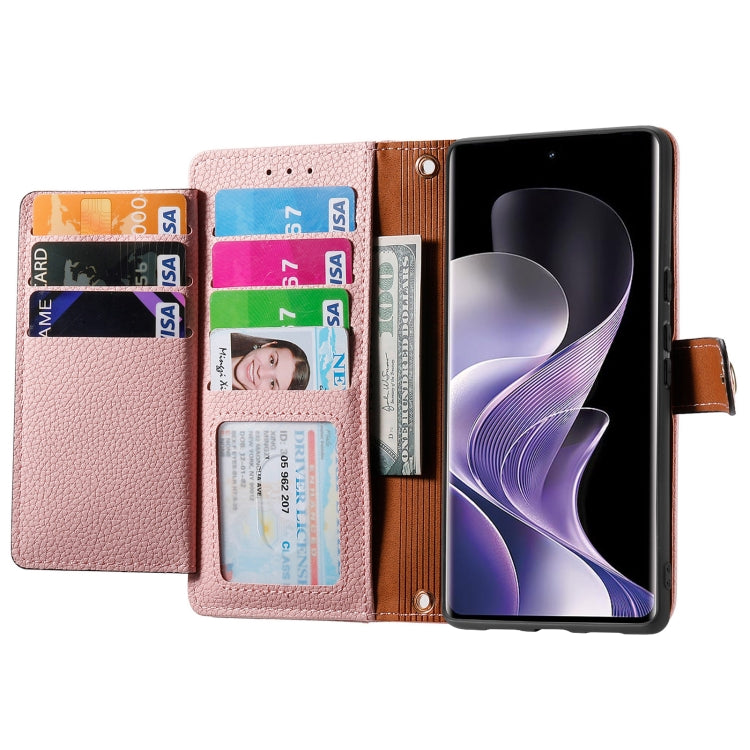 Funda de Cuero Nxtpaper Love para TCL 50 Pro con Cordón y Cremallera (Rosa)