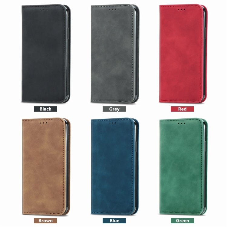 Funda de Cuero con Tapa Magnética para TCL 50 5G (Marrón)