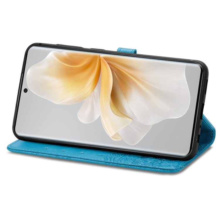 Funda de Cuero con Relieve Flor de Mandala para Teléfono TCL 50 5G (Azul)