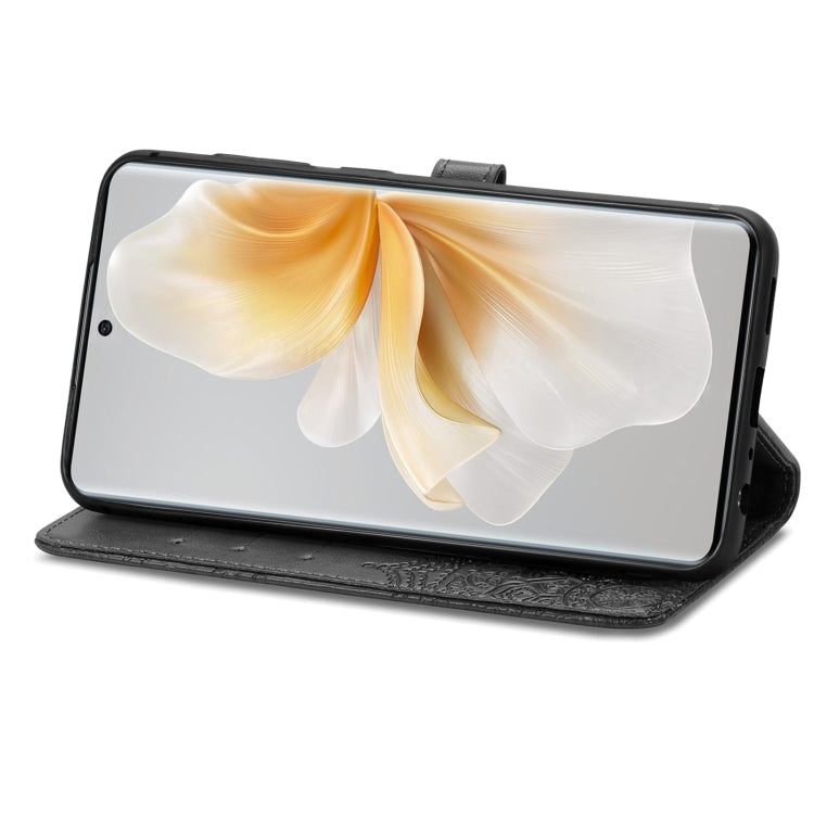 Funda de Cuero con Relieve de Flor de Mandala para Teléfono TCL 50 5G (Negro)