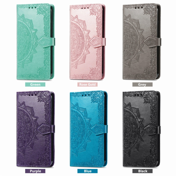 Funda de Cuero con Relieve de Flor de Mandala para Teléfono TCL 50 5G (Negro)