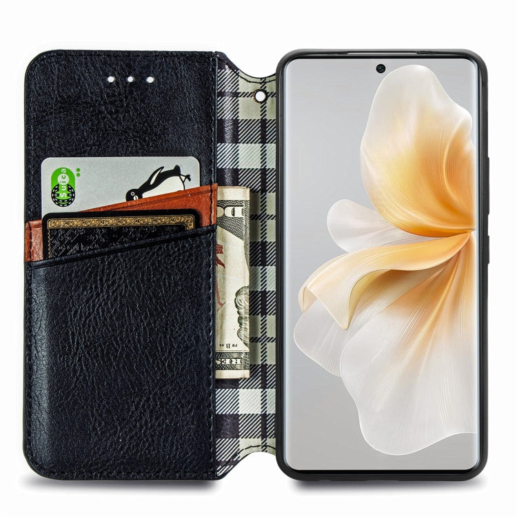 Funda de Cuero Magnética Nxtpaper para TCL 50 Pro con Diseño de Cuadrícula Cúbica (Negra)