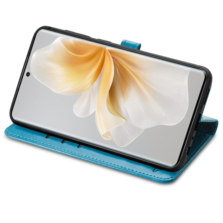 Funda de Cuero Nxtpaper con Relieve de Gato y Perro para TCL 50 Pro (Azul)