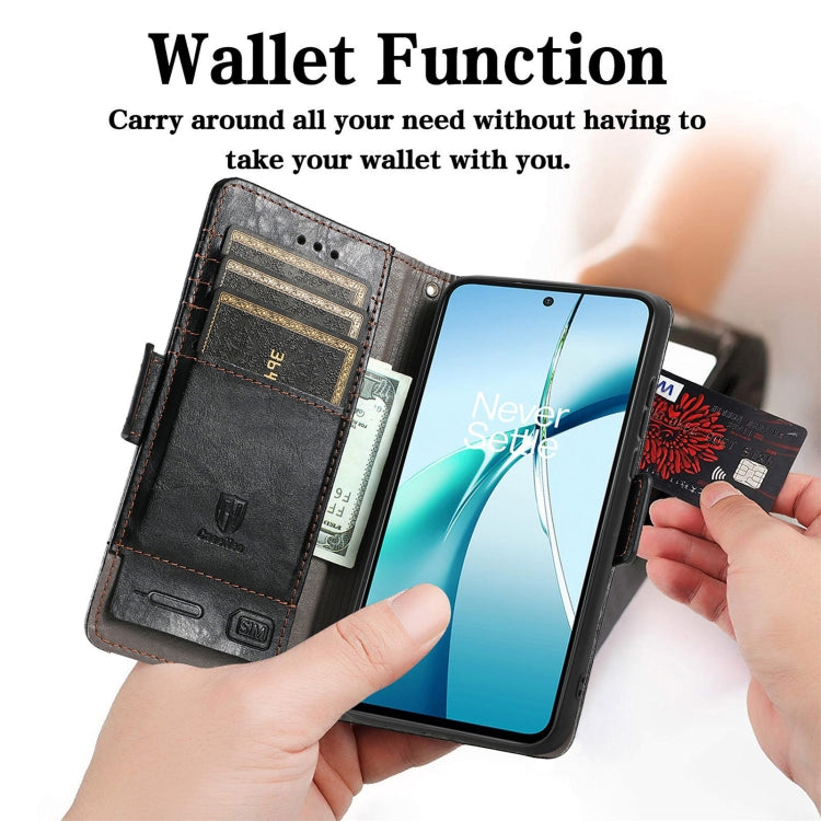 Funda de Cuero con Hebilla Magnética Doble para OnePlus Ace 3 Pro (Marrón)