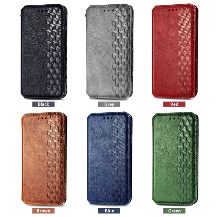 Funda de Cuero Magnética OnePlus Ace 3 Pro Diseño Cuadrícula Cúbica (Azul)