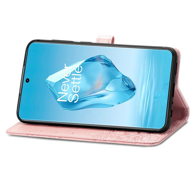 Funda de Cuero para OnePlus Ace 3 Pro con Relieve de Flor de Mandala (Oro Rosa)