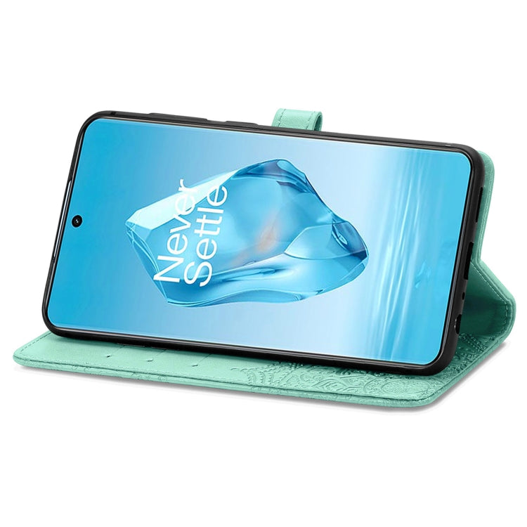 Funda de Cuero con Relieve de Flor de Mandala para OnePlus Ace 3 Pro (Verde)