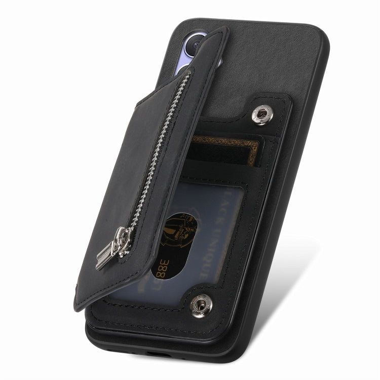Funda para Teléfono OnePlus Nord Ce4 Ace 3V con Cremallera Retro Magsafe (Negra)