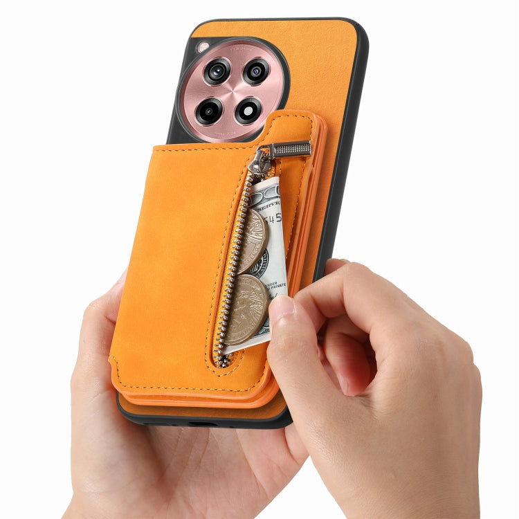 Funda para Teléfono OnePlus Ace 3 5G/12R 5G con Cremallera Magsafe Retro (Amarilla)