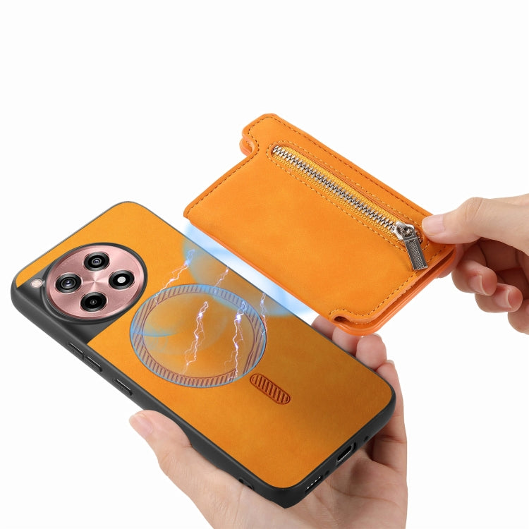 Funda para Teléfono OnePlus Ace 3 5G/12R 5G con Cremallera Magsafe Retro (Amarilla)