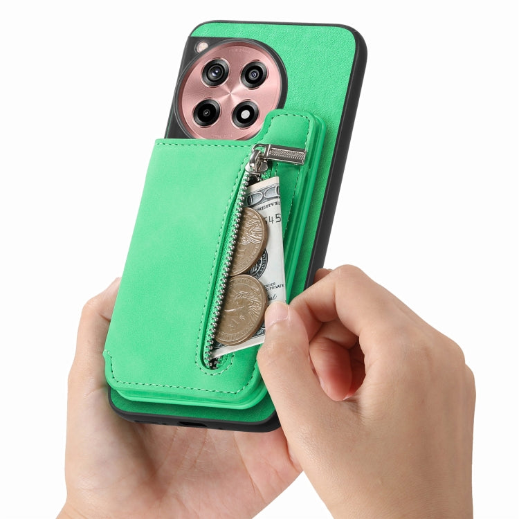 Funda para Teléfono OnePlus Ace 3 5G/12R 5G con Cremallera Magsafe Retro (Verde)
