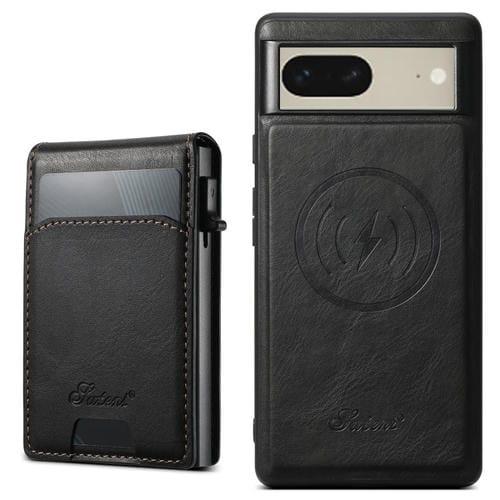 Estuche para Teléfono Suteni H19 2 en 1 con Tapa de Aceite y Ranuras para Tarjetas Magsafe para Google Pixel 7 (Negro)