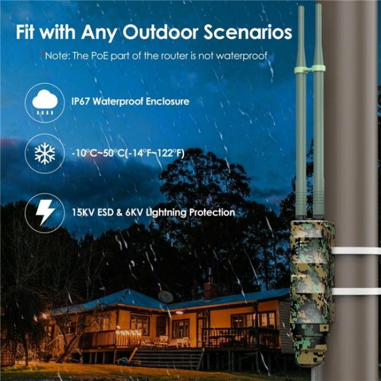 Extensor WiFi WAVLINK WN570HA2 enrutador inalámbrico doble banda AC1200 para exteriores resistente agua IP67 (Blanco)