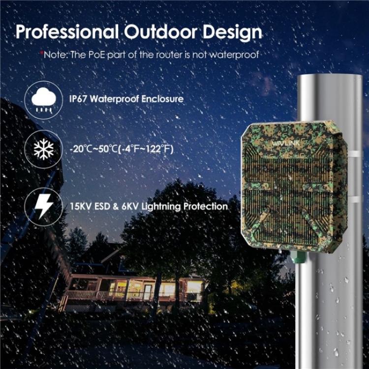 Repetidor WAVLINK WN573HP3 doble banda AX3000 para exteriores antena direccional 12 dBi (UE)