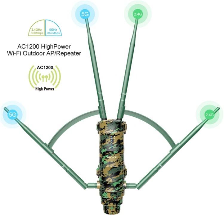 Extensor WiFi doble banda WAVLINK WN572HP3 AC1200 antenas PoE enchufe UE
