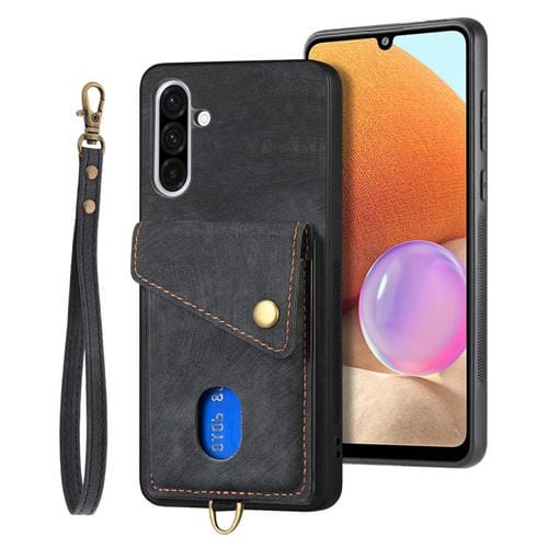 Funda Plegable Cuero Samsung Galaxy A36 Tipo Billetera con Correa (Negro)