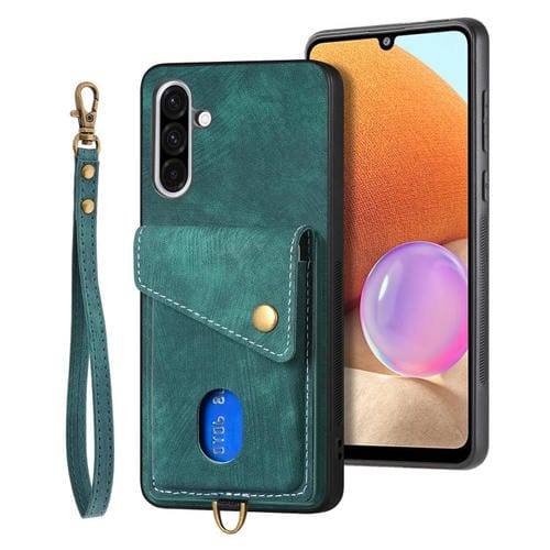 Funda Plegable Cuero Samsung Galaxy A36 Tipo Billetera con Correa (Verde)
