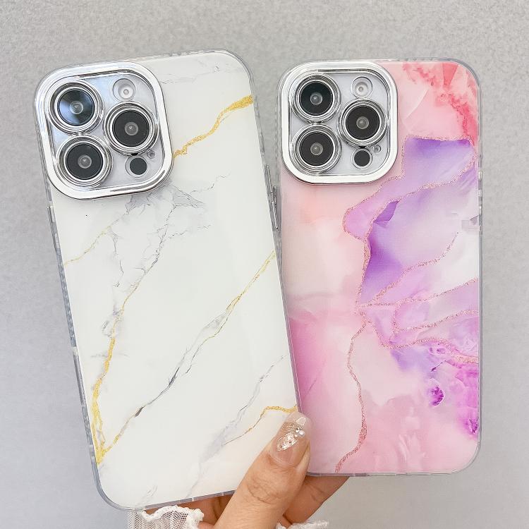 Funda para Teléfono iPhone 14 Textura Mármol Galvanizado (Blanco)
