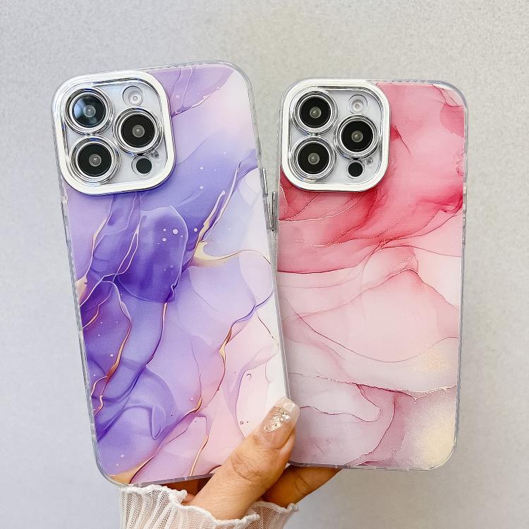 Funda para Teléfono iPhone 14 Textura Mármol Galvanizado (Oro Blanco)