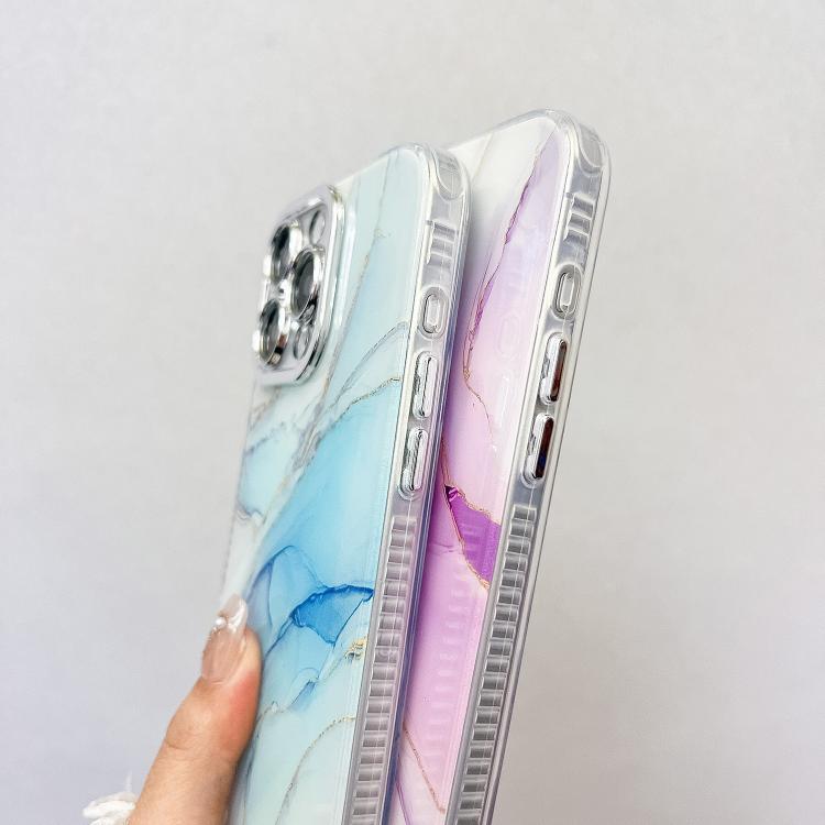 Funda para Teléfono iPhone 16 Plus Textura Mármol Galvanizado (Azul)