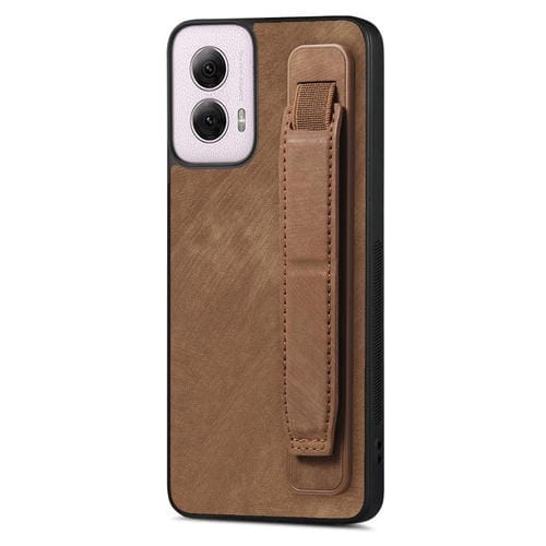 Funda de Cuero con Correa para la Muñeca Motorola Moto G Power 5G (2024) (Marrón)