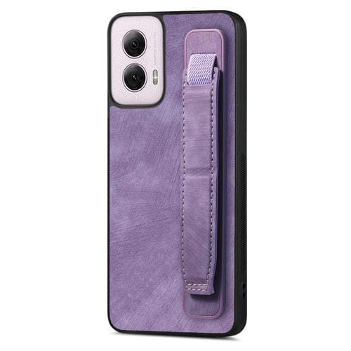 Funda de Cuero con Correa para la Muñeca Motorola Moto G Power 5G (2024) (Morado)