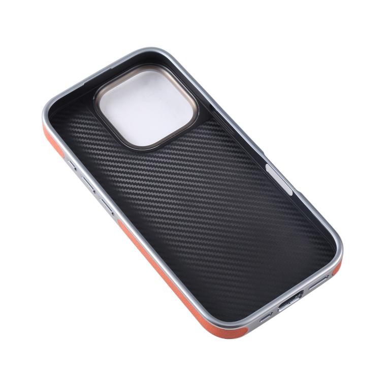 Funda para Teléfono iPhone 14 con Soporte Magsafe Giratorio de Piel Granulada (Naranja)
