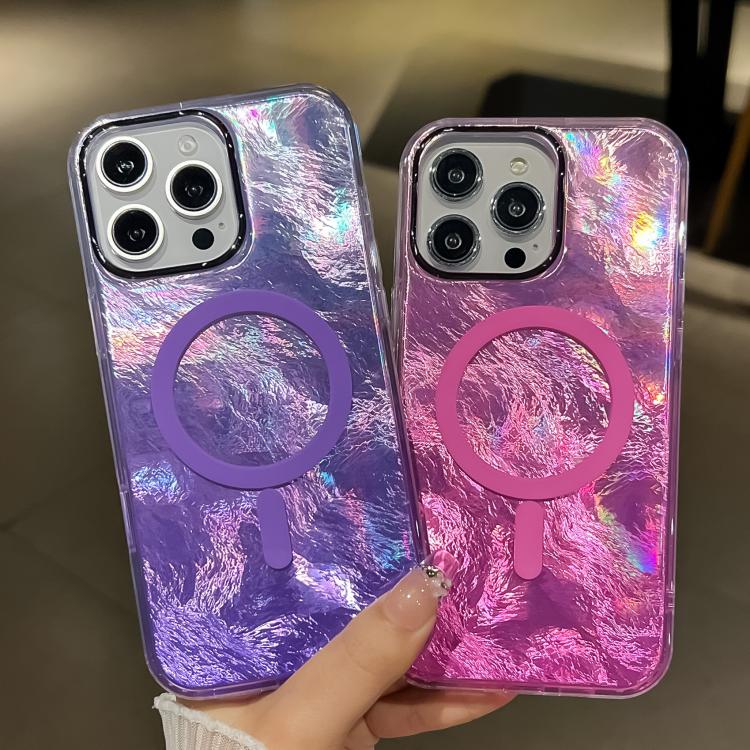 Estuche para Teléfono Magsafe iPhone 14 Textura de Glaciar Degradado (Oro Titanio)