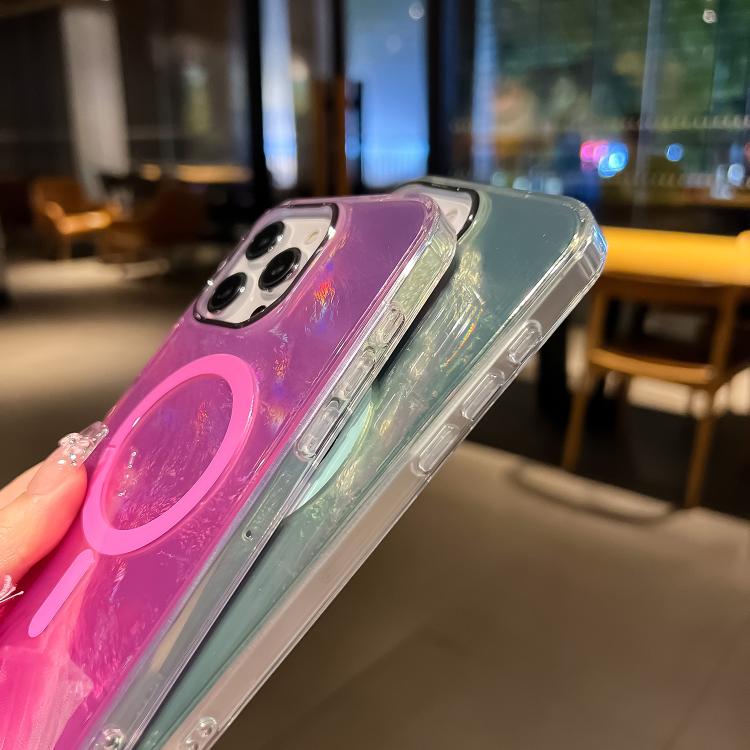 Funda para Teléfono Magsafe iPhone 14 Textura de Glaciar Enchapada Degradado (Amarillo Rosa)