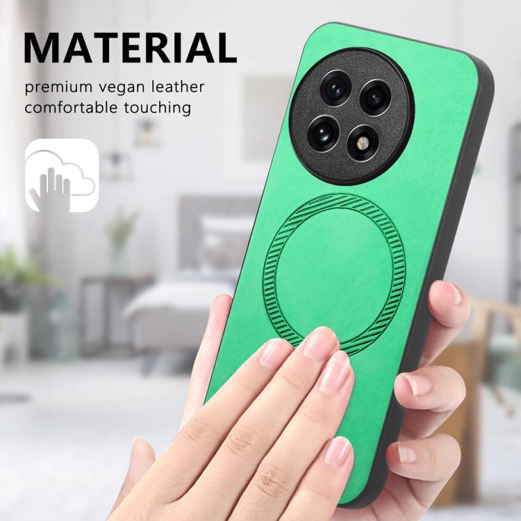 Funda Trasera PU Magsafe para OnePlus Ace 3/12R 5G (Amarilla) Color Sólido Retro