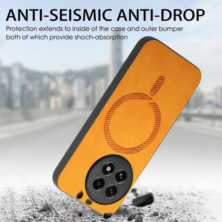 Funda Trasera PU Magsafe para OnePlus Ace 3/12R 5G (Amarilla) Color Sólido Retro