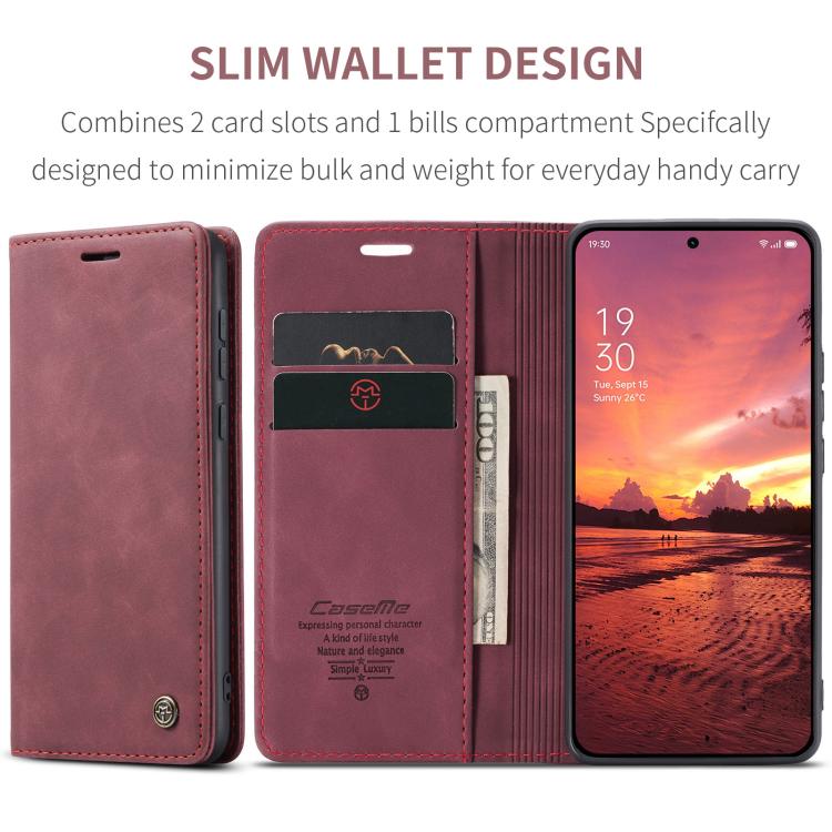 Funda de Cuero con Tapa Horizontal para OnePlus 13 Caseme 013 (Roja)